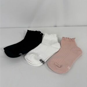 Vans Kids Ruffle Socks Trio - Soft Pink, Classic Black, Pure White